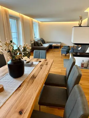 Ein Sitzbereich in der Unterkunft Apartment Ferienwohnung DAS UNTERACH am Attersee
