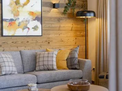 Ein Sitzbereich in der Unterkunft Alpenchalet Lambert