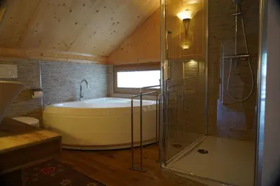 Ein Badezimmer in der Unterkunft Murmeltierhütte