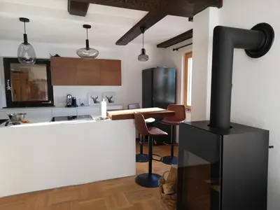 Küche/Küchenzeile in der Unterkunft Haus Grimmingblick