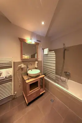 Ein Badezimmer in der Unterkunft Hotel Leimer Bräu