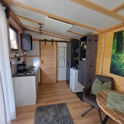 Küche/Küchenzeile in der Unterkunft Tiny House am Steinergut