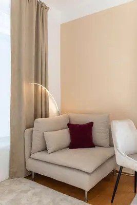 Ein Sitzbereich in der Unterkunft Apartments am Kurpark