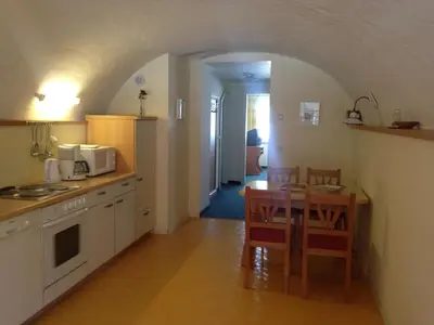 Küche/Küchenzeile in der Unterkunft Appartements im Forsthaus
