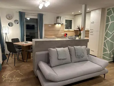 Küche/Küchenzeile in der Unterkunft FarawayHomes Studio St Wolfgang #9