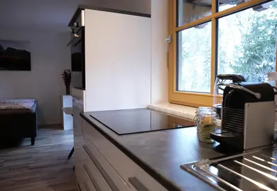 Küche/Küchenzeile in der Unterkunft Appartement Steinfisch