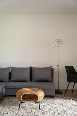 Ein Sitzbereich in der Unterkunft Nada Apartman