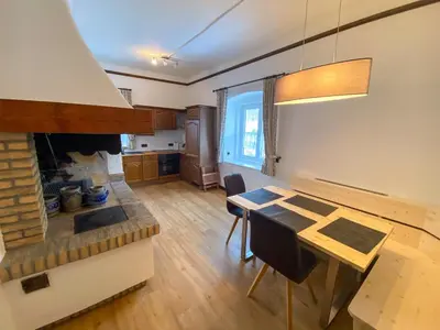 Küche/Küchenzeile in der Unterkunft Wohnung Esebeck - Blick auf Altstadt
