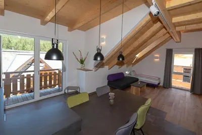 Ein Sitzbereich in der Unterkunft Appartement Tannenhof IV