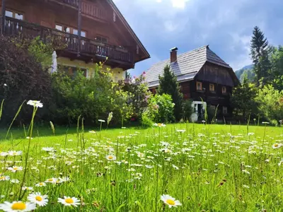 Ein Garten an der Unterkunft Bauernhaus Stampfer