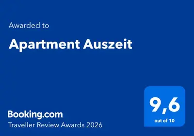 Ein Zertifikat, Auszeichnung, Logo oder anderes Dokument, das in der Unterkunft Apartment Auszeit ausgestellt ist