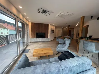 Ein Sitzbereich in der Unterkunft Penthouse Lorenzerhof