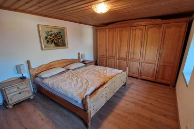 Ein Bett oder Betten in einem Zimmer der Unterkunft Ferienhaus Beringer am Kallbach