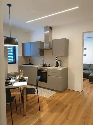 Küche/Küchenzeile in der Unterkunft Wohlfühl-Ferienwohnung 