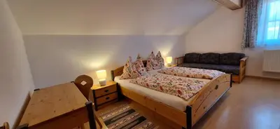 Ein Bett oder Betten in einem Zimmer der Unterkunft Ferienwohnung Hentschel in Tauplitz
