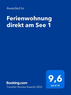 Ein Zertifikat, Auszeichnung, Logo oder anderes Dokument, das in der Unterkunft Ferienwohnung direkt am See 1 ausgestellt ist