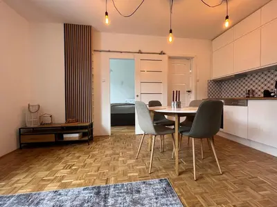 Küche/Küchenzeile in der Unterkunft Wohnung in Gmunden Wochen und Monatsweise