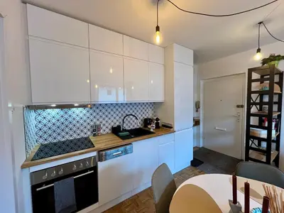 Küche/Küchenzeile in der Unterkunft Wohnung in Gmunden Wochen und Monatsweise
