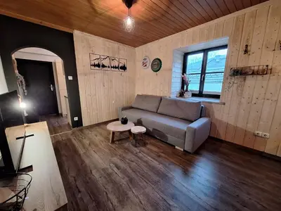 Ein Sitzbereich in der Unterkunft Appartement Bergliebe