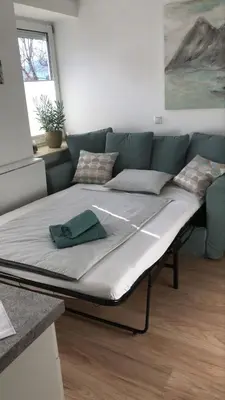 Ein Sitzbereich in der Unterkunft Kleine feine Wohnung Gmunden City
