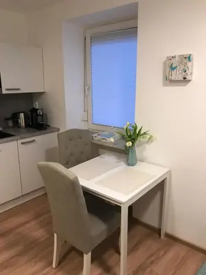 Küche/Küchenzeile in der Unterkunft Kleine feine Wohnung Gmunden City