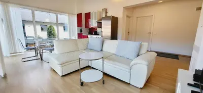 Ein Sitzbereich in der Unterkunft Apartment Bergblick by Alpenidyll Apartments