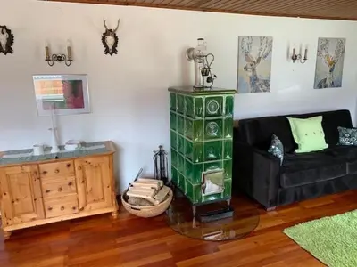 Ein Sitzbereich in der Unterkunft Villa Wastl