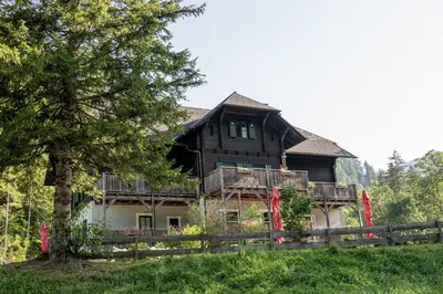 Ein Garten an der Unterkunft Nationalpark Gesäuse Lodge