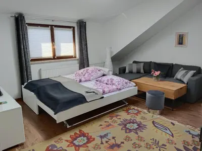 Ein Sitzbereich in der Unterkunft Haus Josef, Apartment mit Balkon und 2 Schlafzimmer