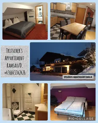 Ein Bett oder Betten in einem Zimmer der Unterkunft Tritscher's Appartement Ramsau Dachstein