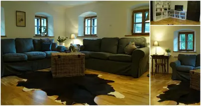 Ein Sitzbereich in der Unterkunft Forsthaus Gut Traunfried
