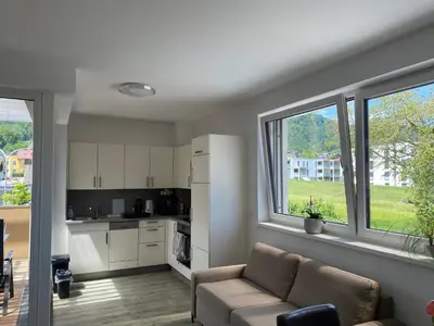 Küche/Küchenzeile in der Unterkunft Ferienwohnung am Schlosspark