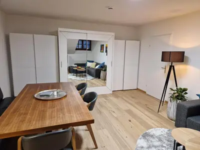 Ein Sitzbereich in der Unterkunft Ferienwohnung im Schlosshof