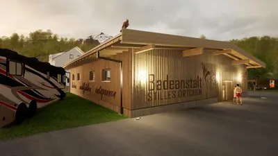 Das Gebäude in dem sich der Campingplatz befindet