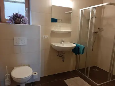 Ein Badezimmer in der Unterkunft Bauernhof Burglehen