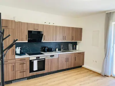 Küche/Küchenzeile in der Unterkunft Apartment beim Schloss Ort mit Balkon und Parkplatz