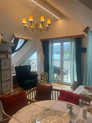 Ein Sitzbereich in der Unterkunft Mondsee