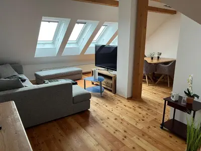 Ein Sitzbereich in der Unterkunft Ferienwohnung Kampesberg