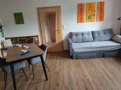 Ein Sitzbereich in der Unterkunft Fewo Puxberg