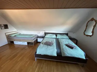 Ein Bett oder Betten in einem Zimmer der Unterkunft Panoramablick Hütte
