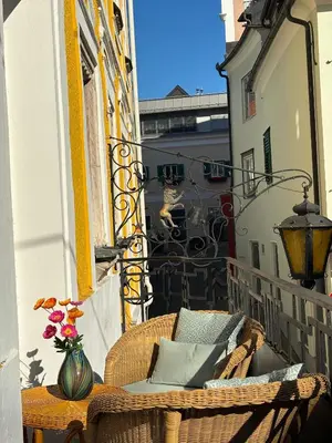 Ein Balkon oder eine Terrasse in der Unterkunft Mones Traunseeblick