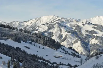 Ein allgemeiner Bergblick oder ein Berglick von des Ferienhauses aus