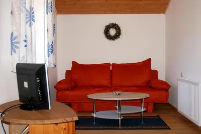 Ein Sitzbereich in der Unterkunft Haus Schöffau