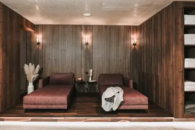 Ein Sitzbereich in der Unterkunft Alpin Chalet Dachsteinhaus