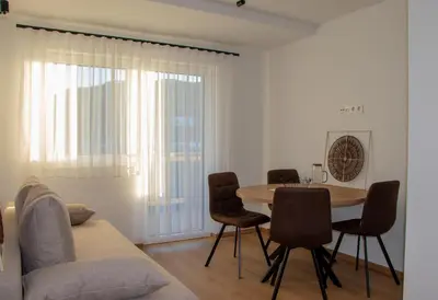 Ein Sitzbereich in der Unterkunft Alpen Sky Apartments