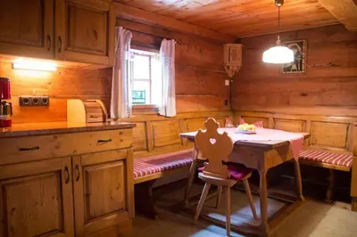 Küche/Küchenzeile in der Unterkunft Kuschelhütte