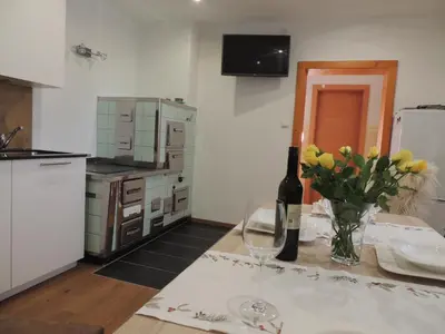 Küche/Küchenzeile in der Unterkunft Appartement Seggl