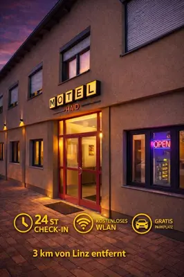 Ein Zertifikat, Auszeichnung, Logo oder anderes Dokument, das in der Unterkunft Motel Haid ausgestellt ist