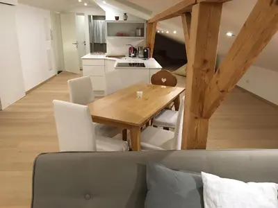 Küche/Küchenzeile in der Unterkunft Appartement Aich-Assach