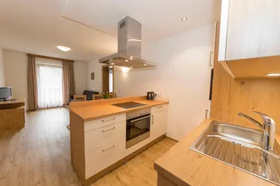 Küche/Küchenzeile in der Unterkunft Hubergut Appartements